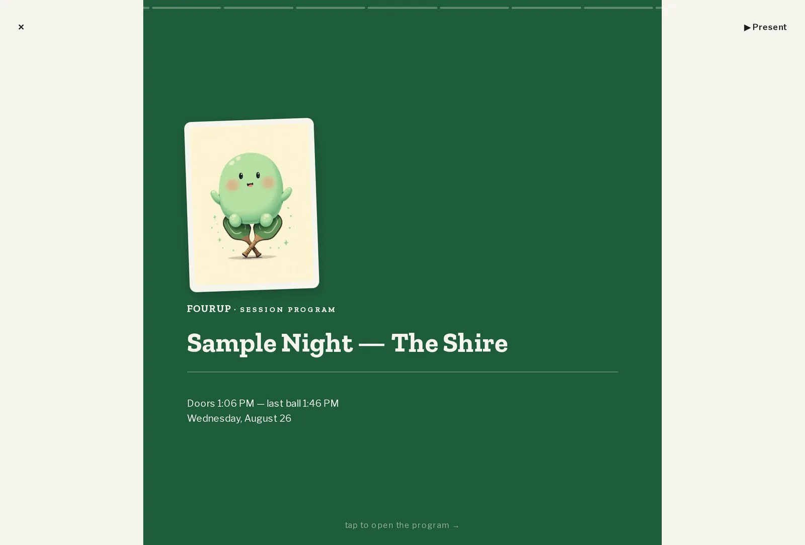 The recap deck's opening card